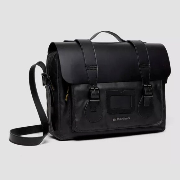 Dr. Martens Handbags - Dr. Martens Black Leather & Canvas Messenger Laptop Bag EUC